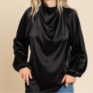 Zoran 100% Silk Charmeuse cowl neck top sz L